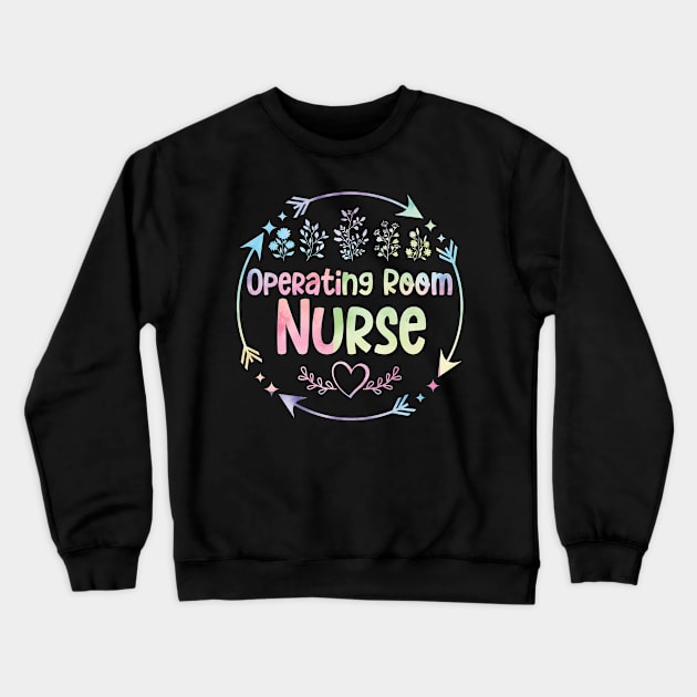 Operating Room Nurse cute floral watercolor Crewneck Sweatshirt by ARTBYHM